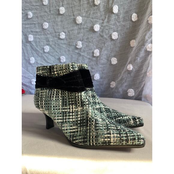 Chic Tweed & Velvet Ankle Boots - Size 7 - Picture 8 of 8